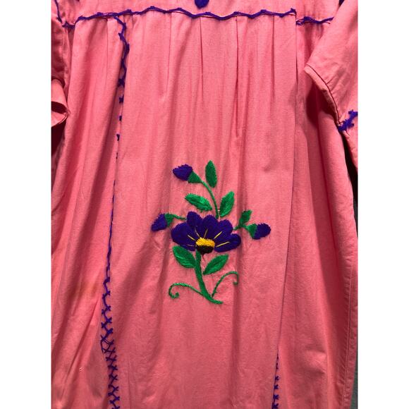 Vintage 70s Mexican Oaxaca Embroidered Maxi Dress Fits Size S/M See Measurement - Picture 3 of 10